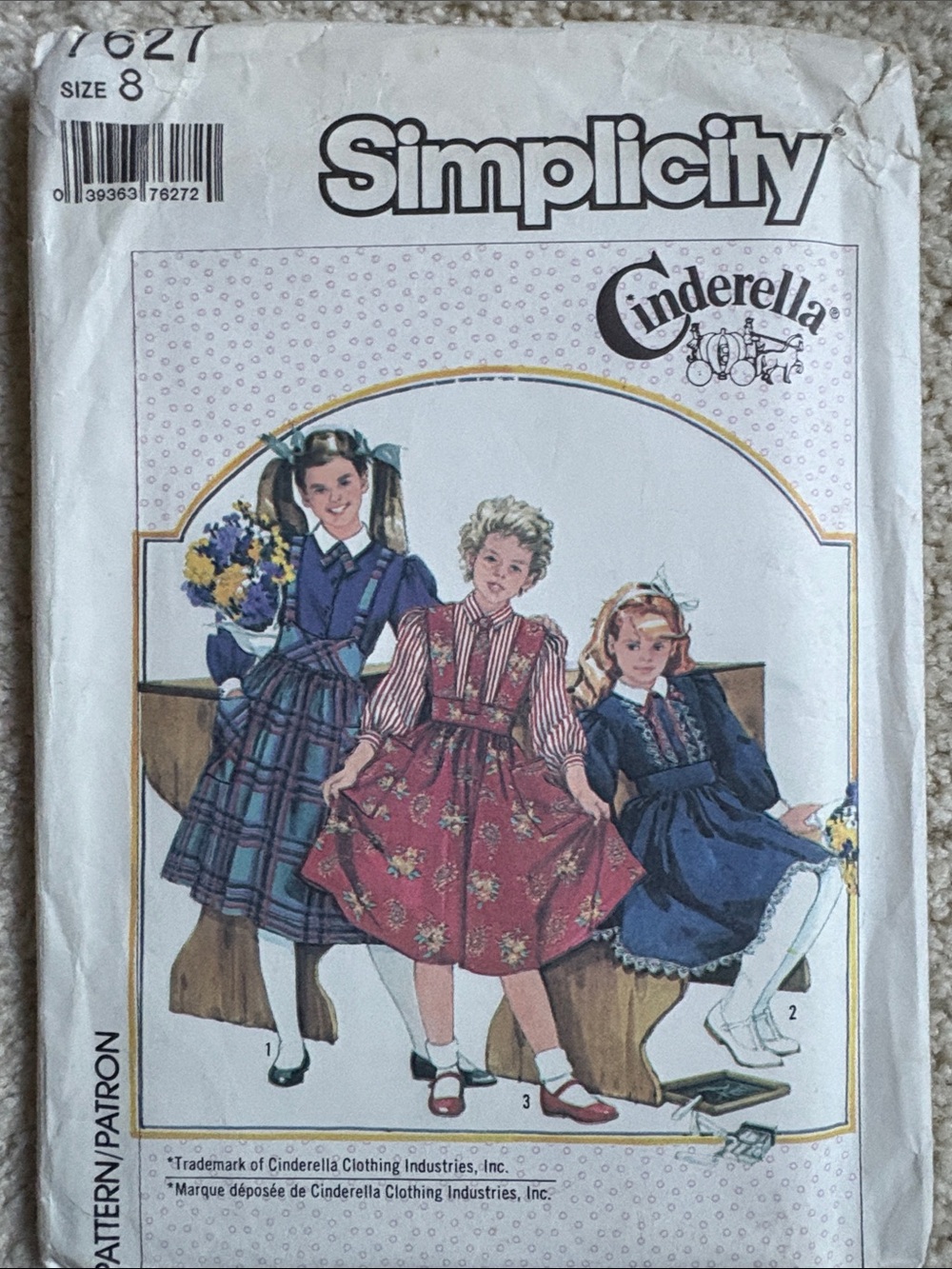 Vtg 80s Girls' Jumper and Blouse Sewing Pattern Simplicity Cinderella UNCUT sz 8